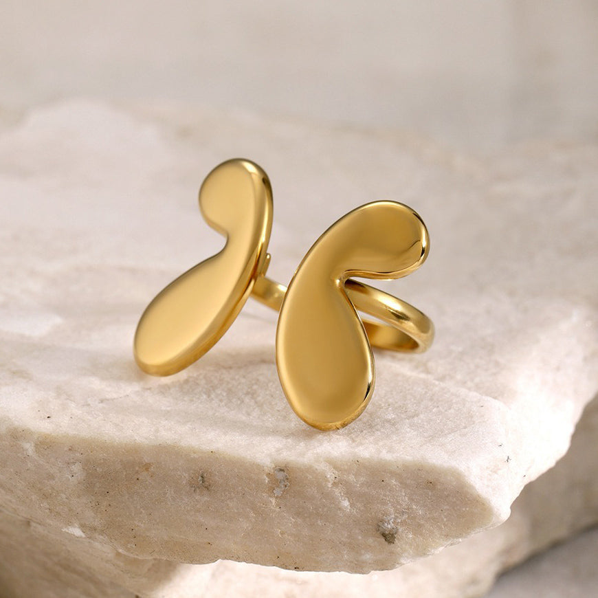 Celeste Wing – 18K Gold Open Butterfly Ring – Rings by Arge Steel