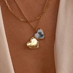 Memoire Glow – 18K Gold Geometric Zircon Photo Locket Necklace
