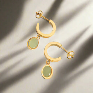 Noble Light Luxury – 18K Gold Gem Earrings
