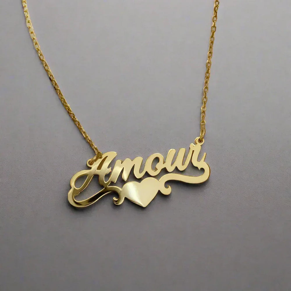 Amora Custom Name Necklace – Personalized Heart Pendant in Silver - Argesteel