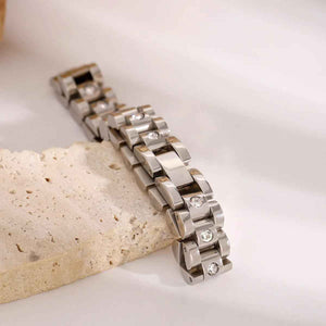 Luxe Link Watchband Luxury Bracelet - Diamond-Studded Elegance