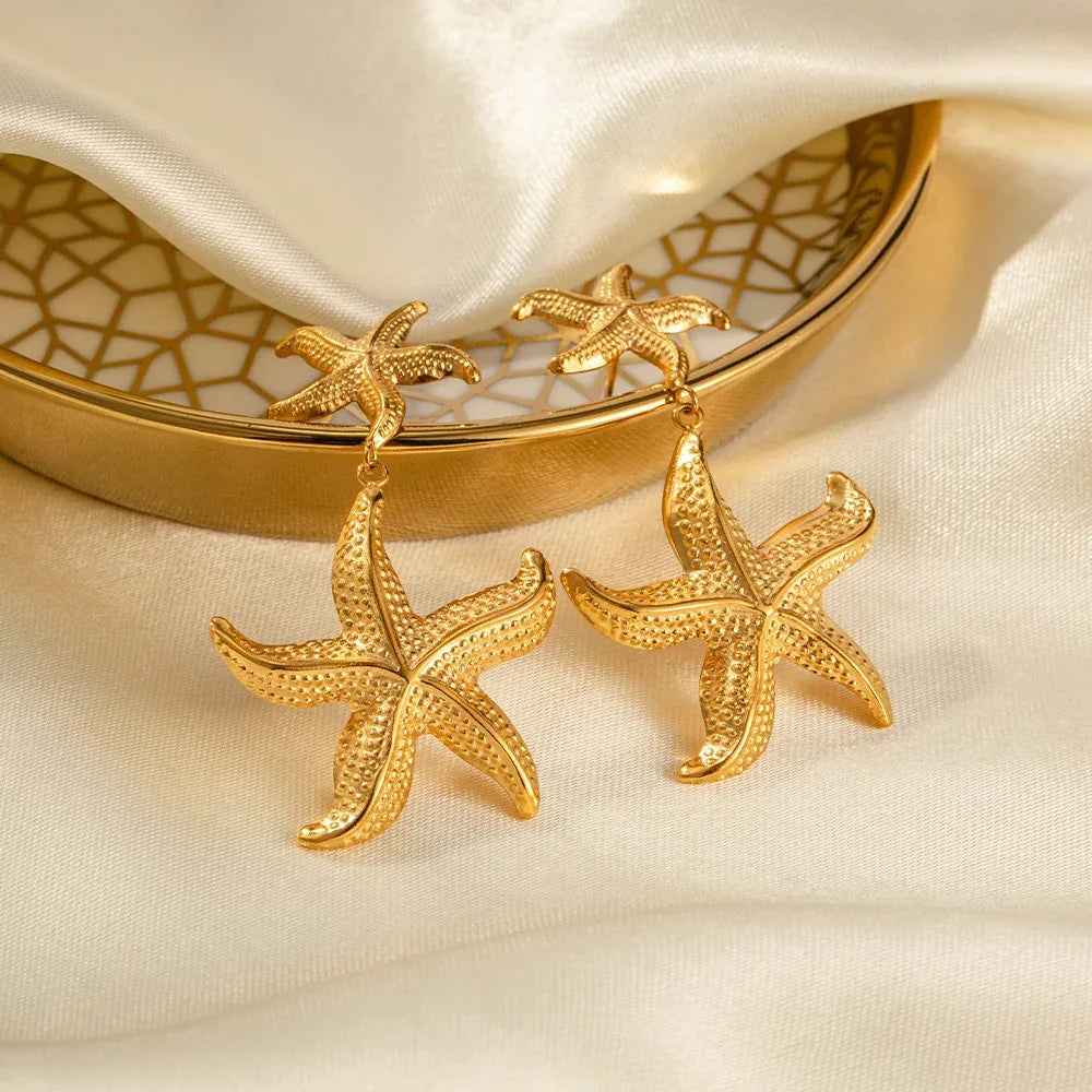 Sirena Starfish Earrings - 18K Gold Ocean-Inspired Jewelry for Summer