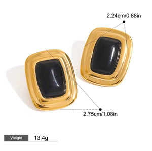 GeoCurve Rectangular Earrings - Geometric 18K Gold Statement Design