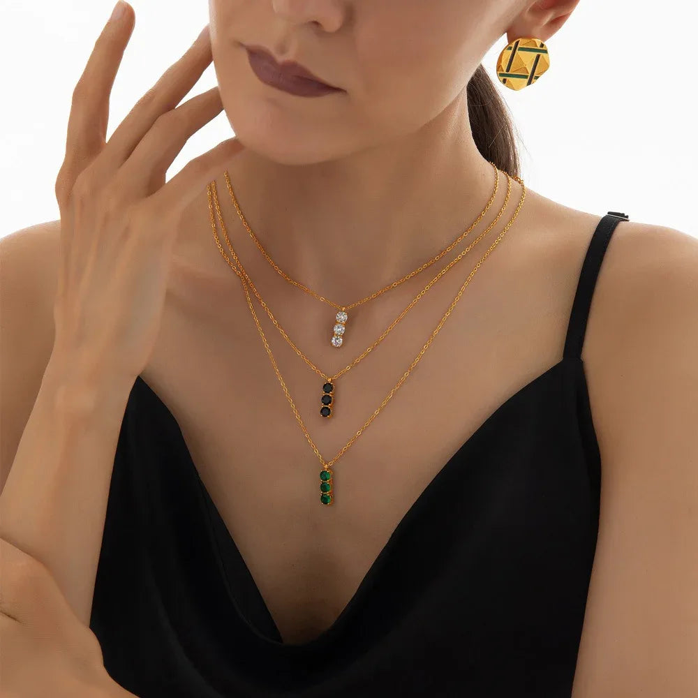 18K gold plated necklace with noble and modern square charm