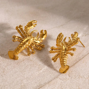 Lobster Luxe – 18K Gold Sculpted Lobster Earrings