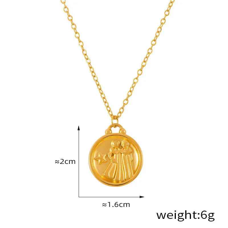 Celestia 18K Gold Zodiac Pendant Necklace - Elegant Constellation Jewelry
