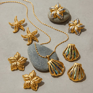 18K Gold Star & Shell Jewelry Set - Argesteel
