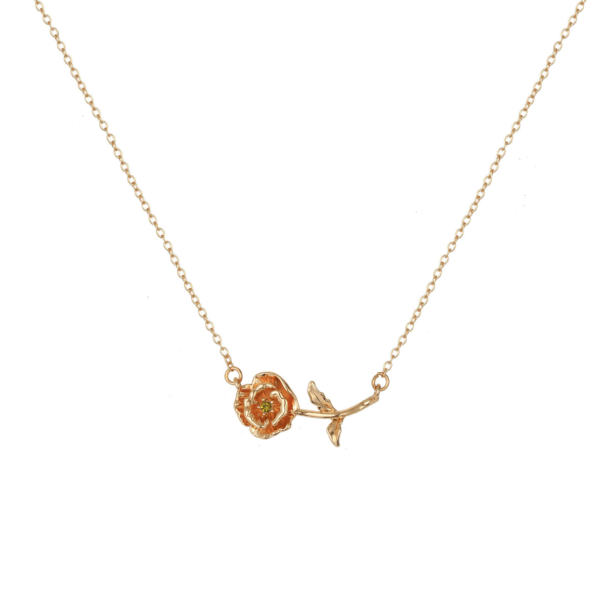Birth Flower 3D Pendant Necklace – 18K Gold Plated - Argesteel