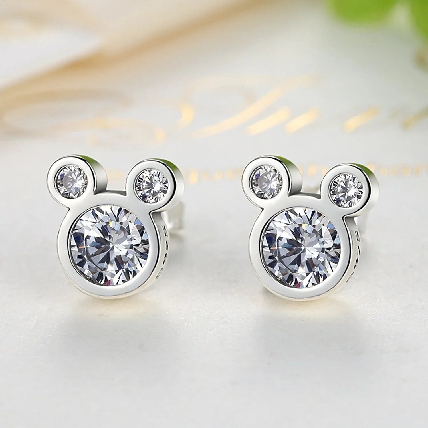 Delicate Dazzling – Diamond Mickey  Design Zirconia Earrings