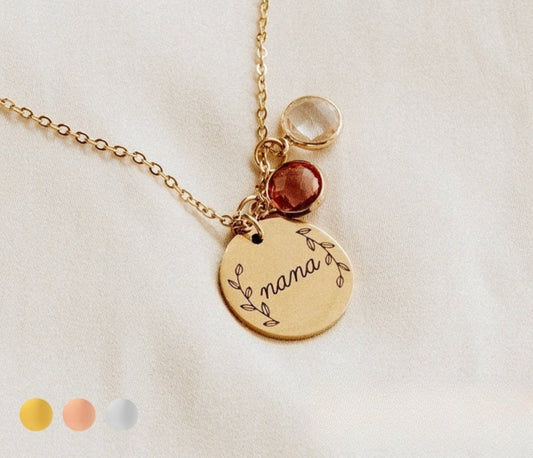Custom Engraved Birthstone Personalized Necklace for Women - Argesteel