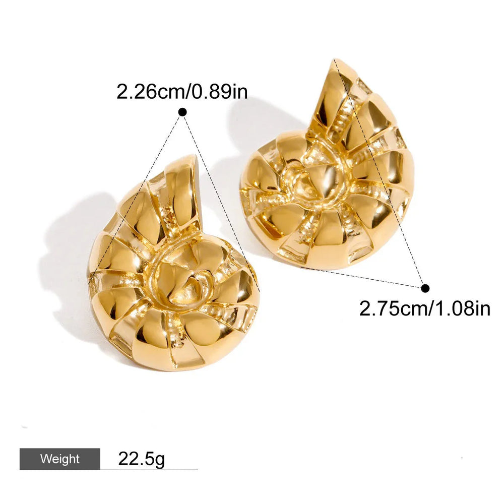 Ocean Whisper – 18K Gold Conch-Inspired Earrings