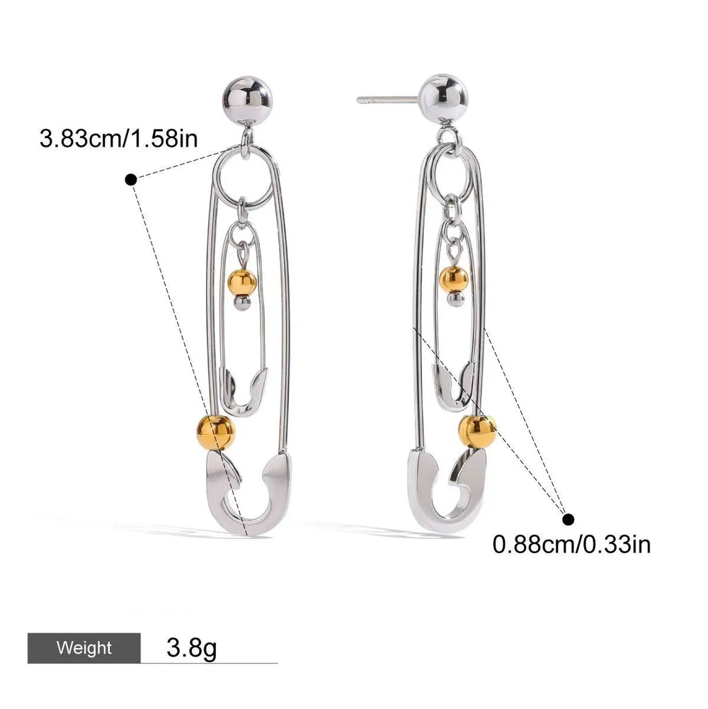 Trendy deconstructed pin earrings with 3D layered effect