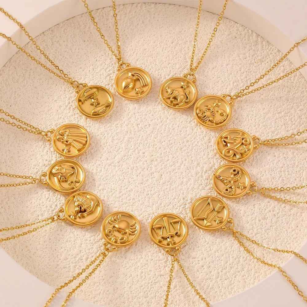 Celestia 18K Gold Zodiac Pendant Necklace - Elegant Constellation Jewelry