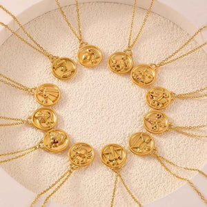 Celestia 18K Gold Zodiac Pendant Necklace - Elegant Constellation Jewelry