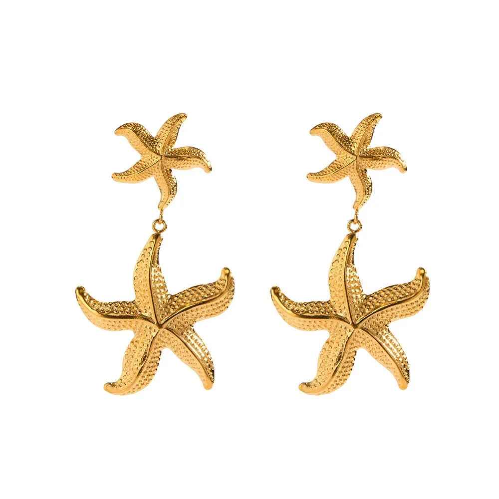 Sirena Starfish Earrings - 18K Gold Ocean-Inspired Jewelry for Summer