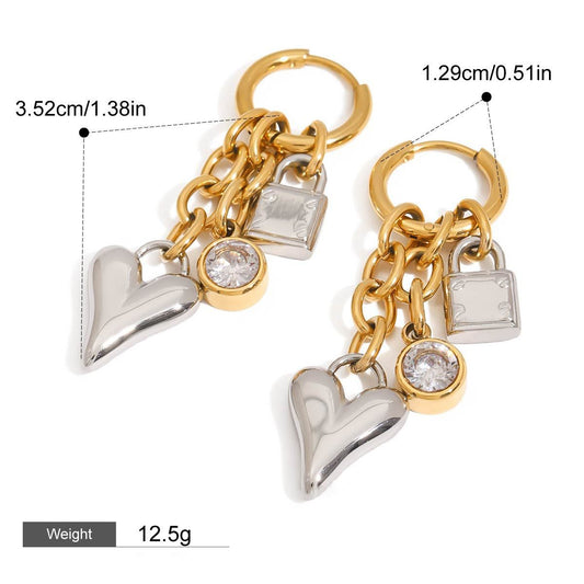 Heart Lock Earrings for Women - Argesteel