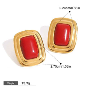 GeoCurve Rectangular Earrings - Geometric 18K Gold Statement Design