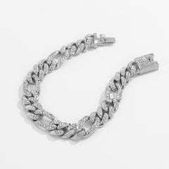 Exquisite diamond inlays on Urban Spark minimalist  bracelet silver 