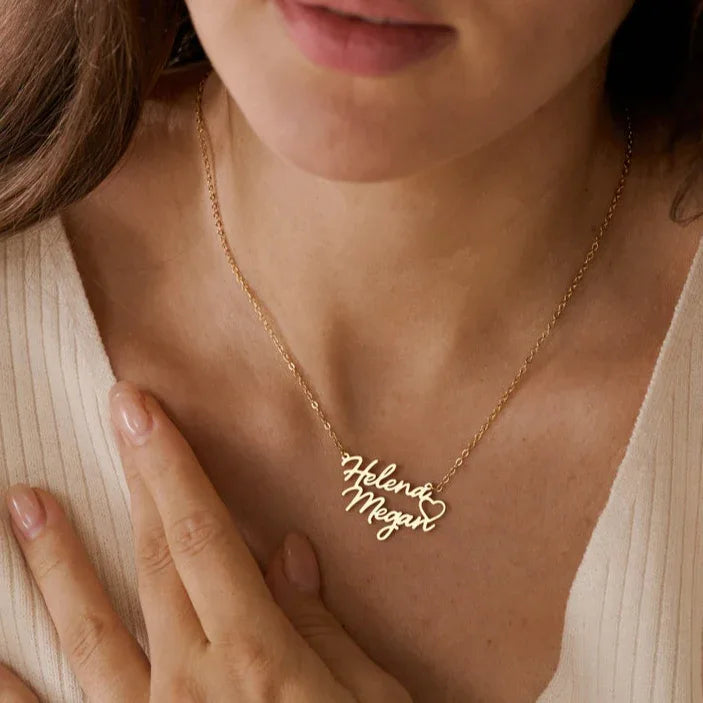 Copper heart-shaped personalized necklace with name