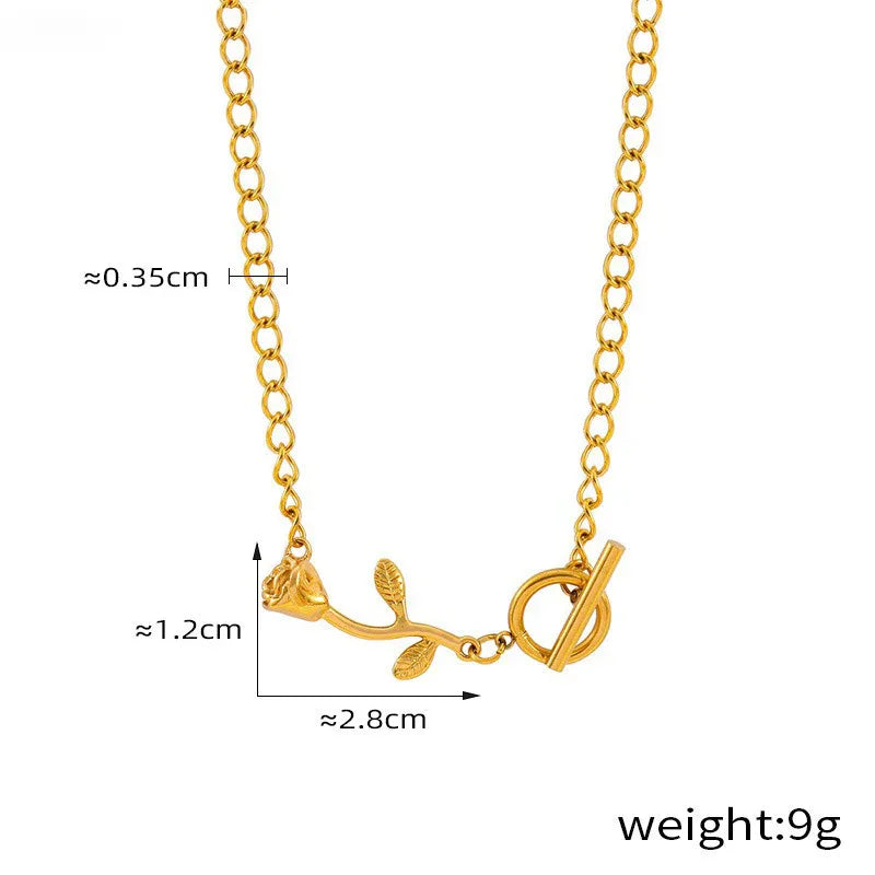 Bloom Rose 18K Gold Rose Pendant Necklace - Light Luxury Hollow Design - Argesteel