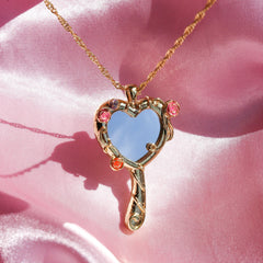 Dreamy princess-style Barbie Magic Mirror Necklace worn with casual outfi