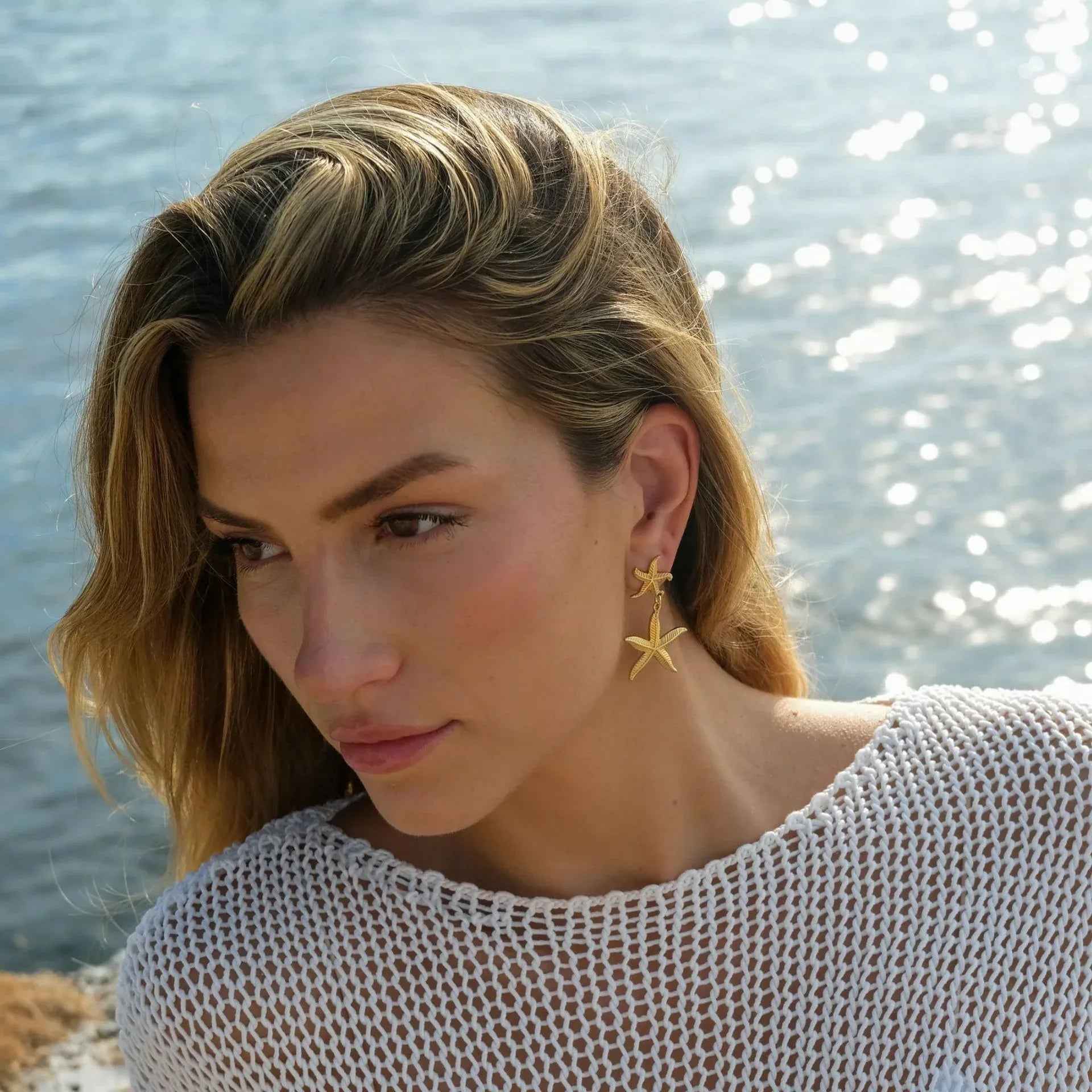 Sirena Starfish Earrings - 18K Gold Ocean-Inspired Jewelry for Summer