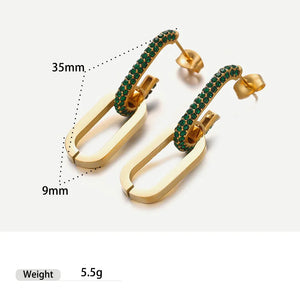 Exquisite Dazzling – 18K Gold Oval with U-Shaped Diamond Earrings