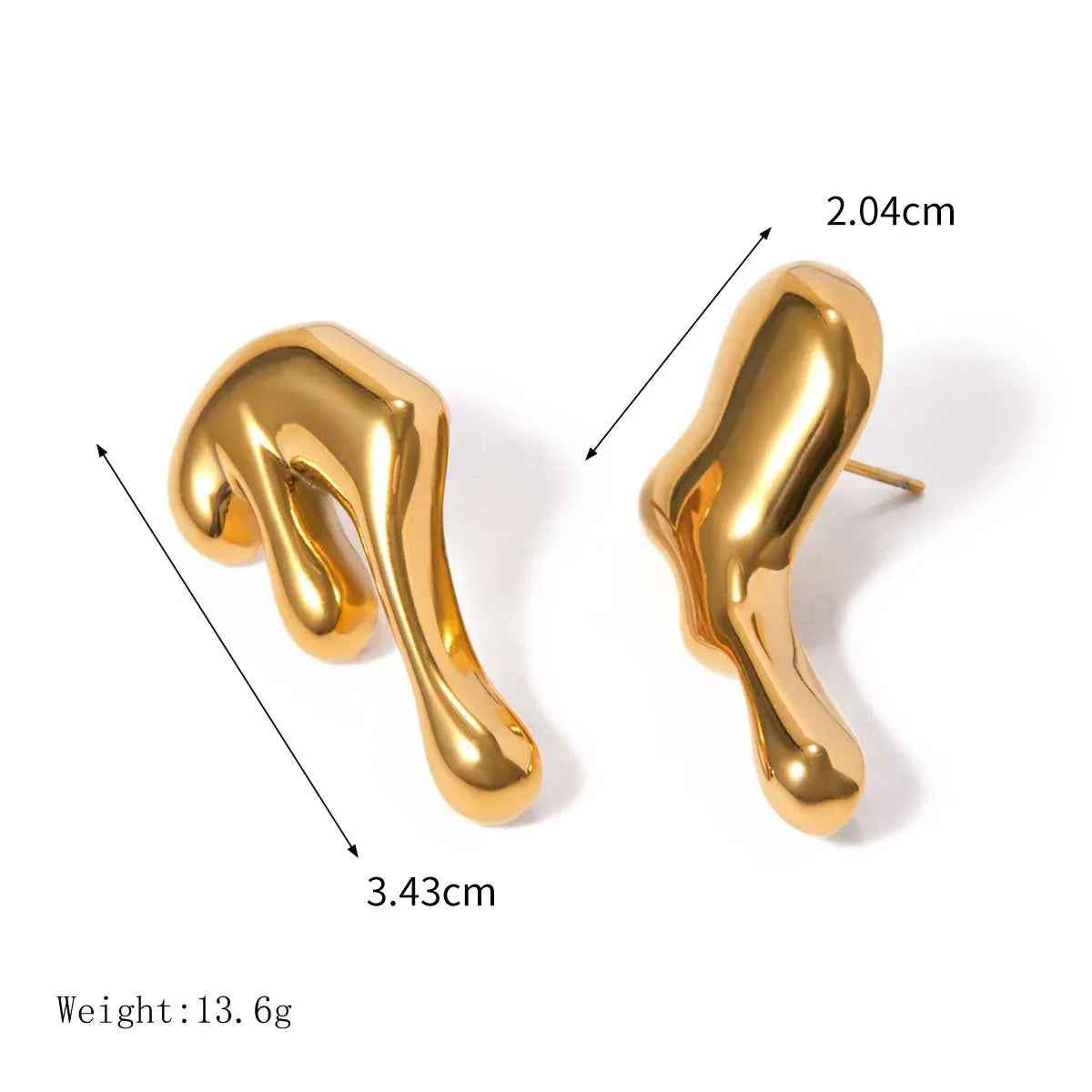 Lava Flow Earrings – 18K Gold Minimalist Sculptural Statement Design