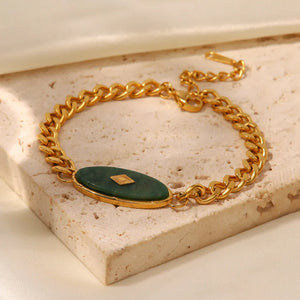 Jade Voyage – 18K Gold Retro African Jade Inlay Bracelet