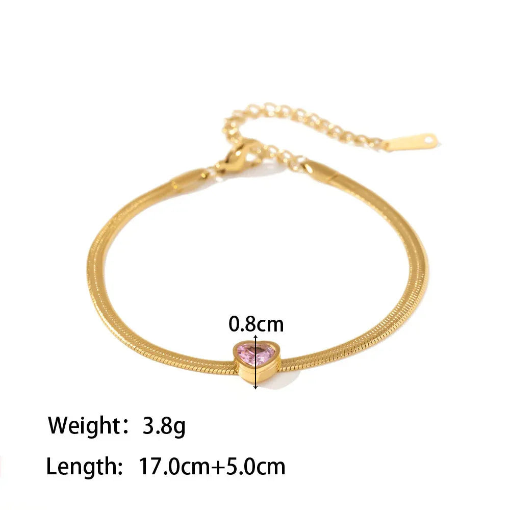 Everglow Heart – 18K Gold Plated Double Row Heart Zircon Bracelet