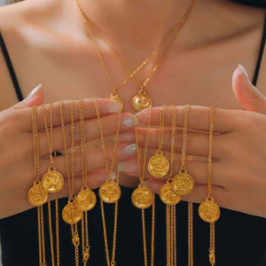 Celestia 18K Gold Zodiac Pendant Necklace - Elegant Constellation Jewelry