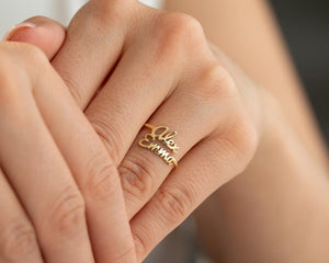 Customized Double Name Open Ring for Women - Argesteel