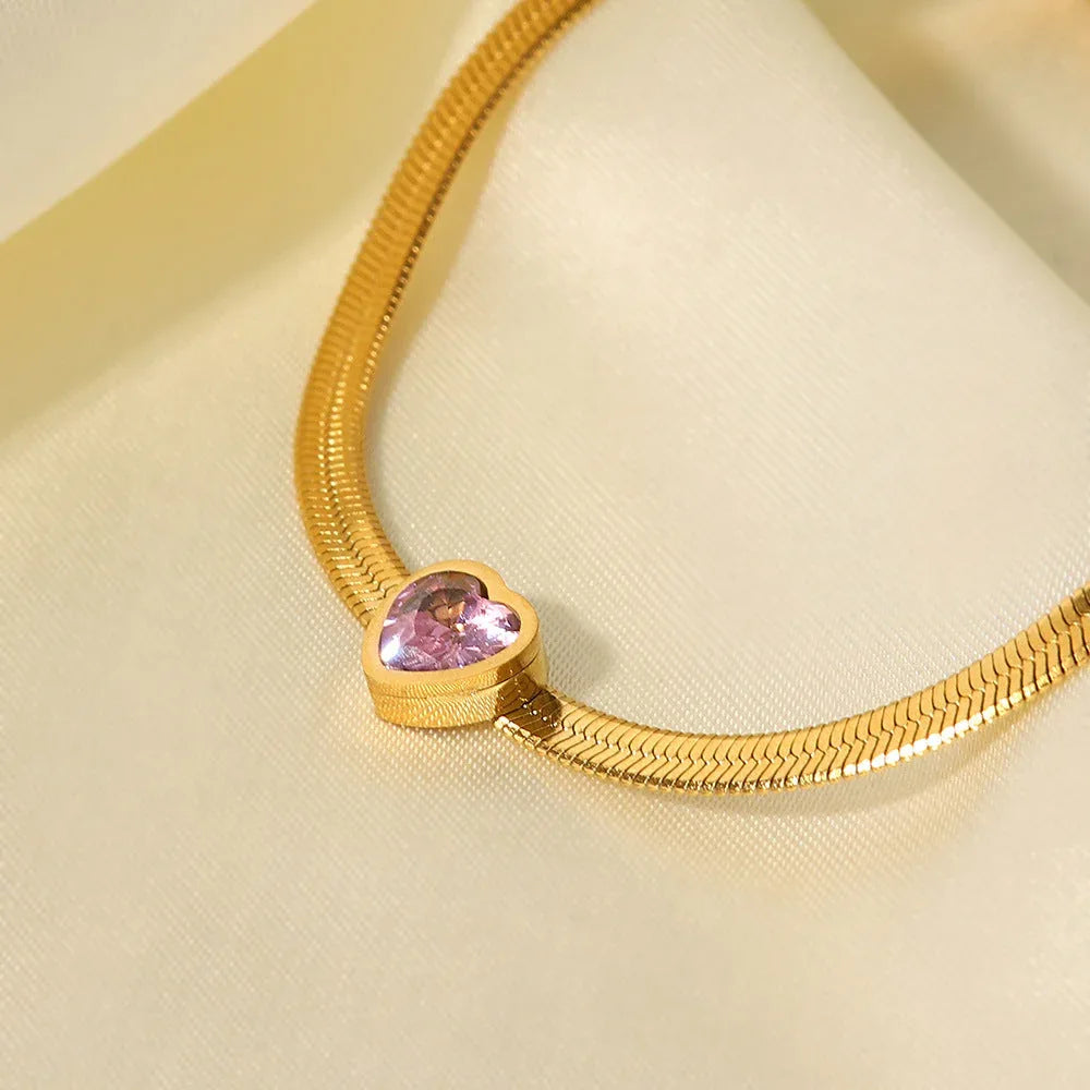 Everglow Heart – 18K Gold Plated Double Row Heart Zircon Bracelet