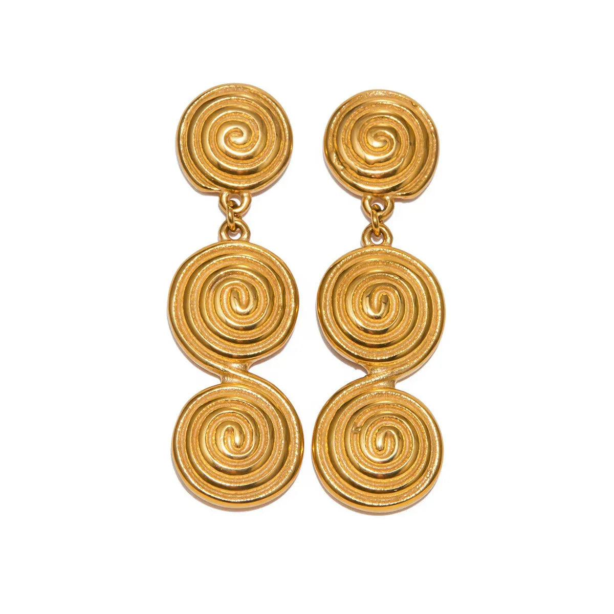 Threaded Aura – 18K Gold Circle Pendant Statement Earrings