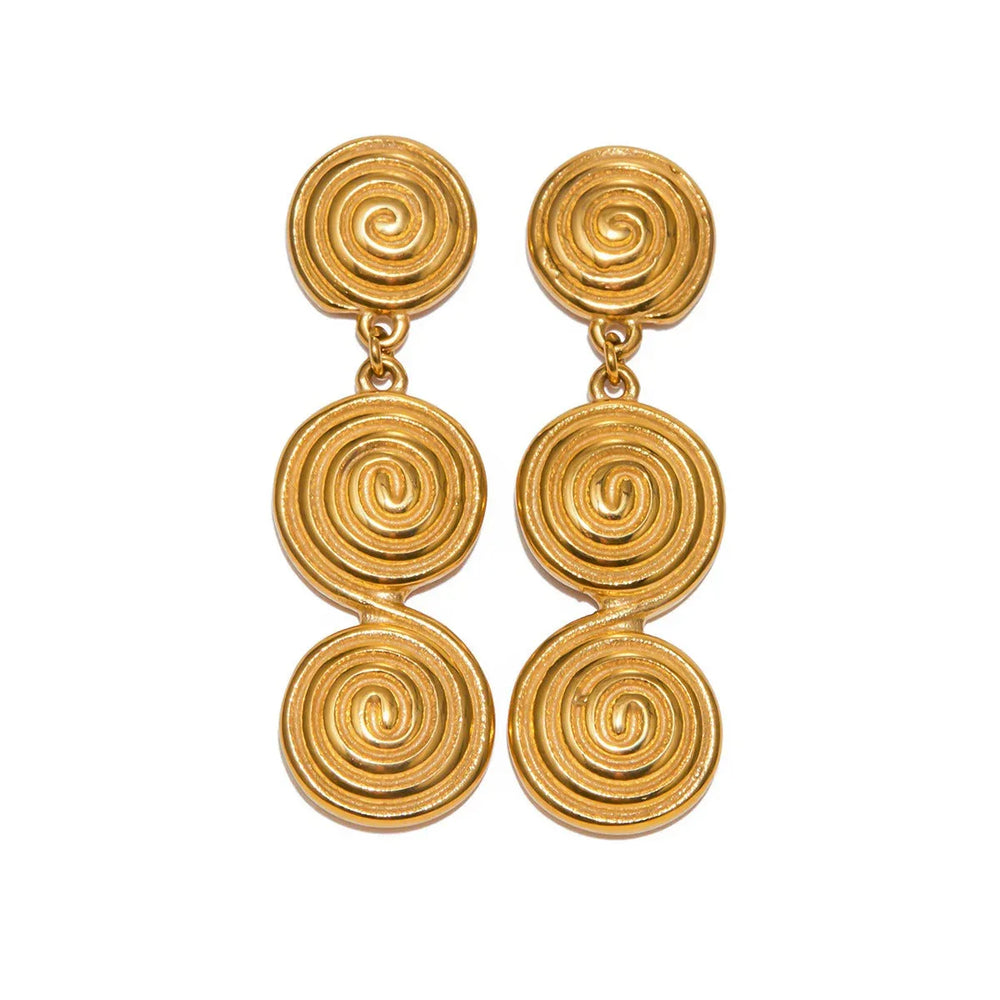 Threaded Aura – 18K Gold Circle Pendant Statement Earrings