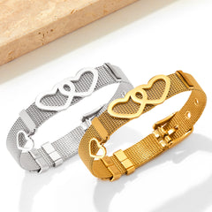 Eternal Bond Bracelet – 18K Gold Heart and Strap Design for Elegant Style
