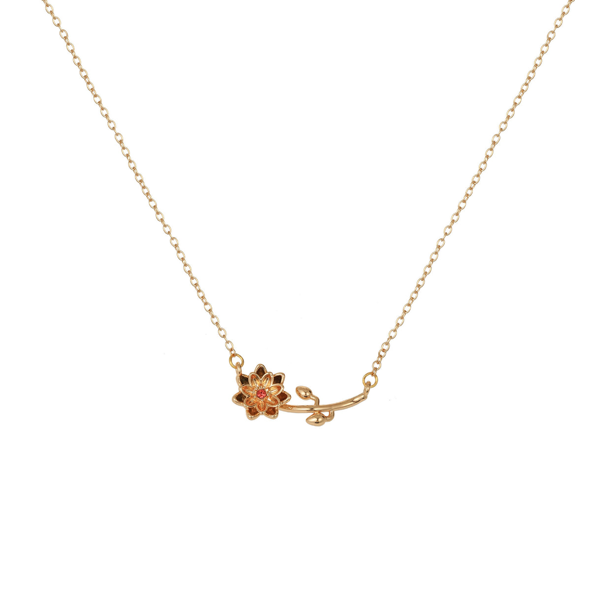 Birth Flower 3D Pendant Necklace – 18K Gold Plated - Argesteel