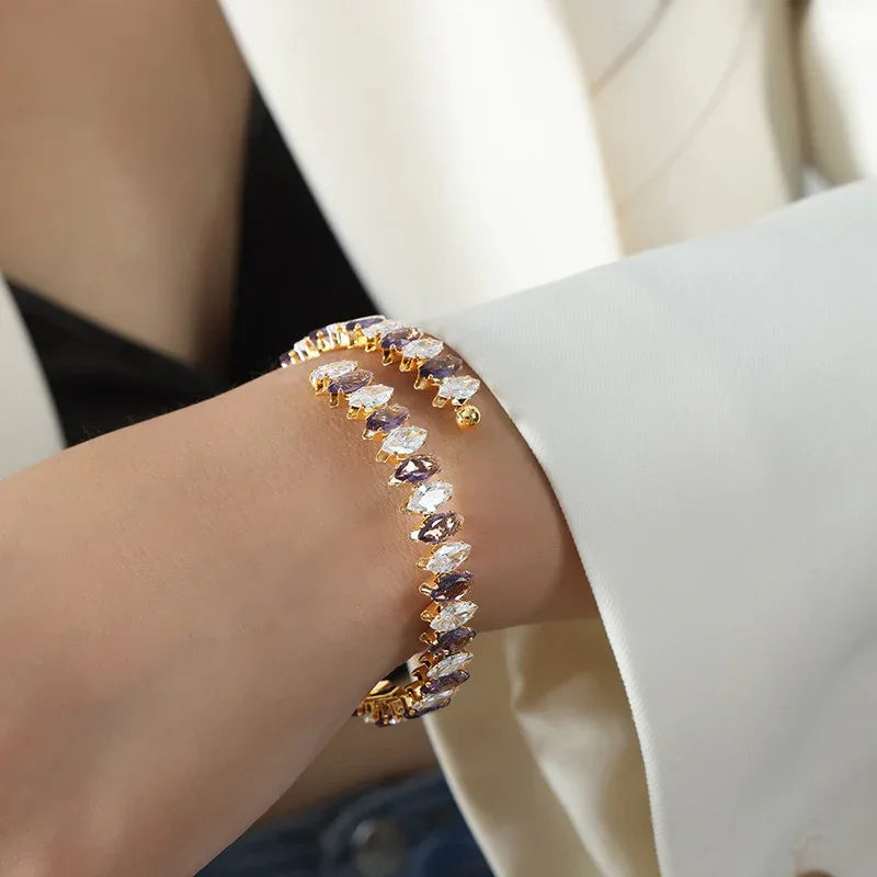 Celestia Gem Bracelet – 18K Gold Dazzling Luxury with Zircon Detailing - Argesteel