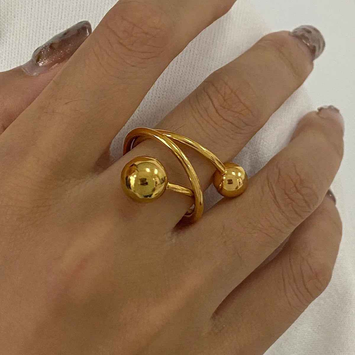 Geometric Spherical Ring in 18K Gold - Minimalist Modern Design for Unique Personal Style