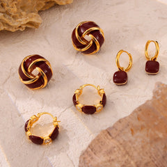 Aurora Geo Earrings – 18K Gold Geometric Design with Gemstone