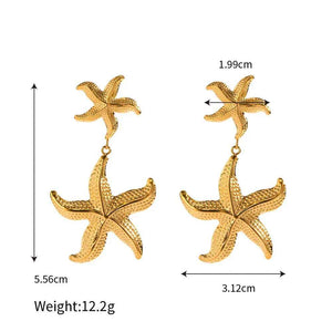 Starfish Shell Earrings - Light Luxury Design in 18K Gold Plated Finish