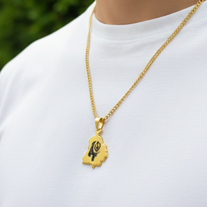 Punjab Map Khanda Symbol Necklace – Personalized - Argesteel