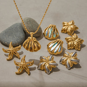 18K Gold Star & Shell Jewelry Set - Argesteel