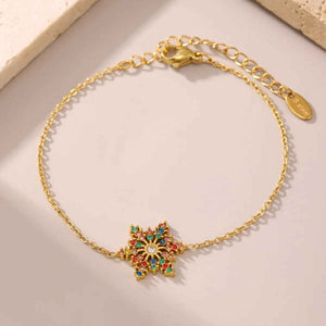 Snowflake Gemstone Bracelet – 18K Gold Luxury Winter-Inspired Design