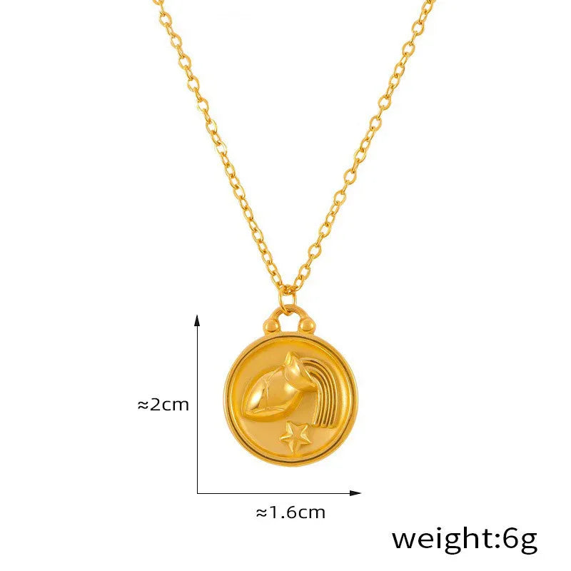 Celestia 18K Gold Zodiac Pendant Necklace - Elegant Constellation Jewelry - Argesteel