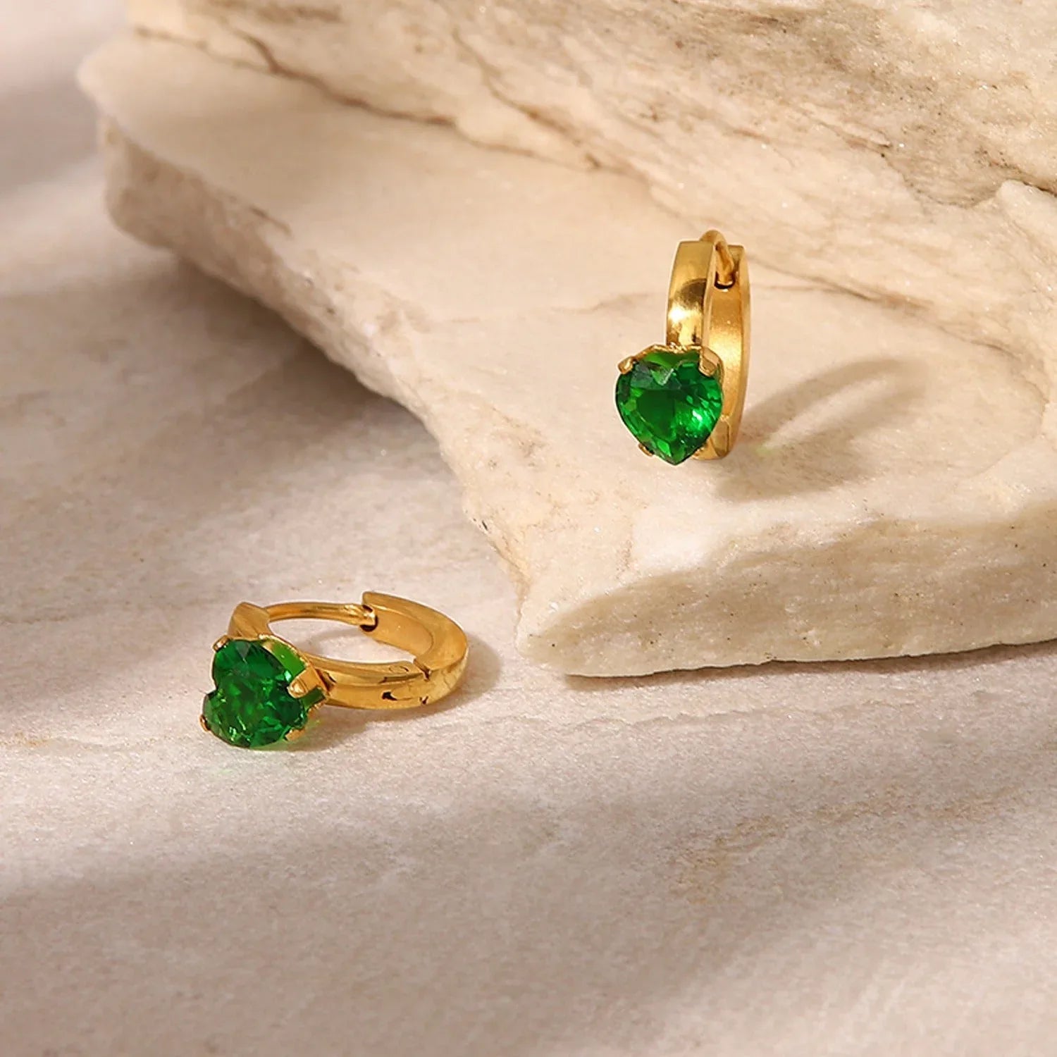 Starlight Elegance – 18K Gold Gemstone Inlaid Earrings