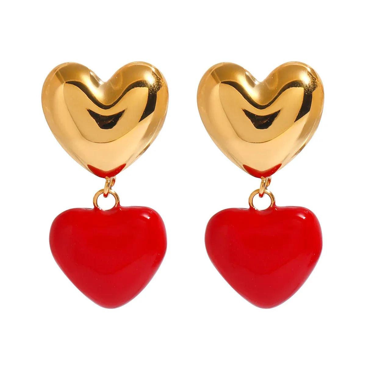 Golden Heart – 18K Gold Pendant Earrings in Romantic Heart Shape