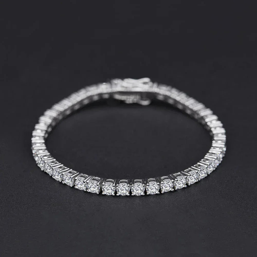 Eternal Sparkle – Pure S925 Silver Full Diamond Tennis Bracelet