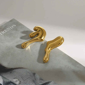 Lava Flow Earrings – 18K Gold Minimalist Sculptural Statement Design