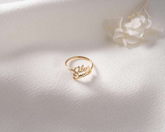 Customized Double Name Open Ring - Argesteel